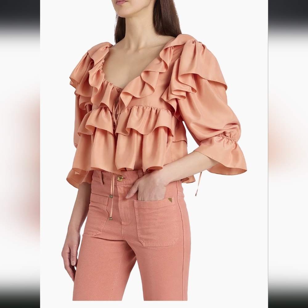Chloe' Ruffled Pink Blouse - Picture 8 of 9